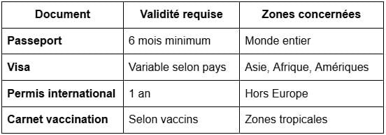 Documents et exigences spécifiques par pays