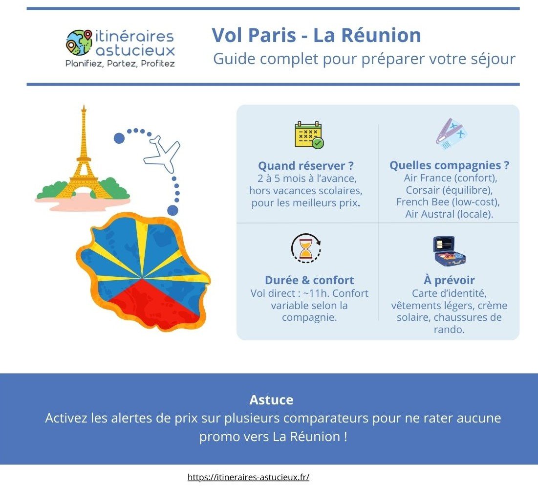 Itinéraires Astucieux - vol Paris la Réunion - Infographie