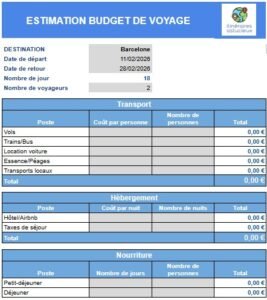 Calculateur Budget Voyage Excel Gratuit